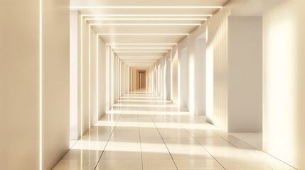 Wall Mural - abstract corridor interior design with linear light