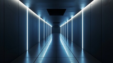 Wall Mural - abstract corridor interior design with linear light
