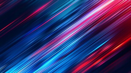Wall Mural - abstract speed blue and red light diagonal movement pattern motion blur on dark blue background