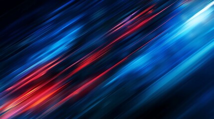 Wall Mural - abstract speed blue and red light diagonal movement pattern motion blur on dark blue background