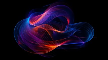 abstract twisted light trail dynamic shape on black background
