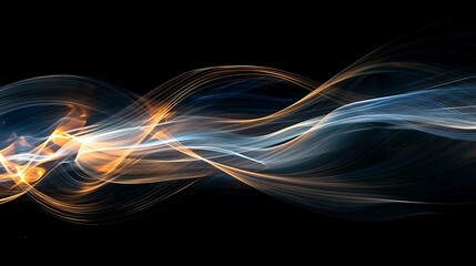 Wall Mural - abstract twisted light trail dynamic shape on black background