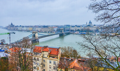 Canvas Print - Budapest's cityscape from Buda Hill, Hungary