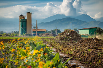 Wall Mural - Processing biodegradable organic waste at facility