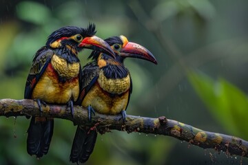 Wall Mural - Collared Aracari pair perched together