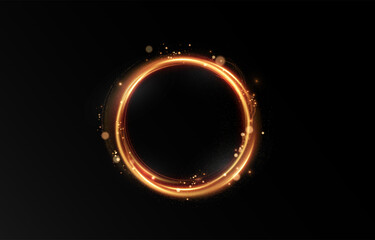 Wall Mural - vector light line effect of golden circle. luminous fire trail on a transparent background. light ro