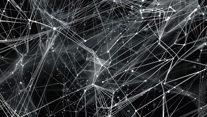 Abstract White Network on Black Background