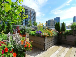 Wall Mural - Urban Oasis: Elevating Your Condo Living with a Rooftop Garden