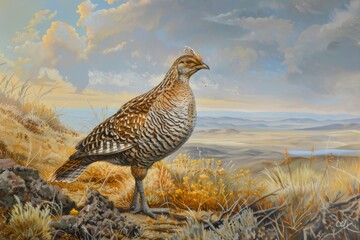 Canvas Print - Prairie Chicken Sharp-tailed Grouse hybrid