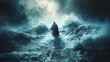 © The - Jesus Walking on Water During Storm - Biblical Theme.