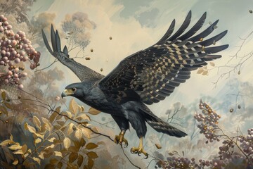 Wall Mural - Snail Kite adult female hunting Apple Snails