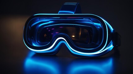 Goggles for virtual gaming and innovative cyber device: futuristic headset in cyberspace with tech entertainment