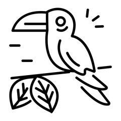 Poster -  A toucan icon in outline style