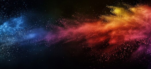 Wall Mural - Black background with a colorful powder explosion in rainbow colors banner background