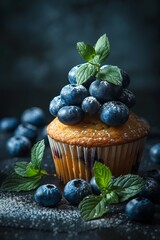 Canvas Print - 19. Blueberry muffin with fresh berries