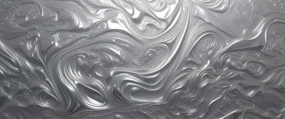 Wall Mural - An abstract, fluid silver texture representing motion and elegance, ideal for contemporary design, wallpapers, and artistic backgrounds.