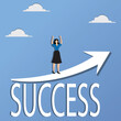 © Master Art - Businesswoman standing on success arrow
