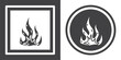 © Hafifah - Vector. Fire symbol. Black and white icon symbol design in flat.