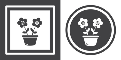 Sticker - Vector. Flower symbol. Black and white icon symbol design in flat.