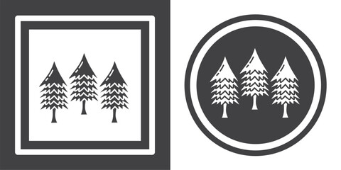 Sticker - Vector. Pine tree symbol. Black and white icon symbol design in flat.