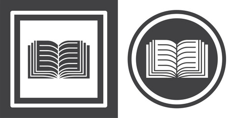 Sticker - Vector. Book symbol. Black and white icon symbol design in flat.