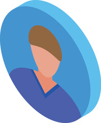 Poster - Isometric icon of a young man wearing a blue t shirt, representing a user profile or account