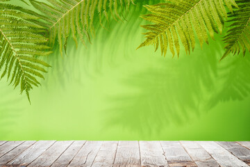 Aufkleber - Template with empty table and wall with leaves shadow