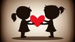 © ChimE - Enchanting silhouette of a boy and girl in love forming a heart symbol. Romantic and sweet touch.