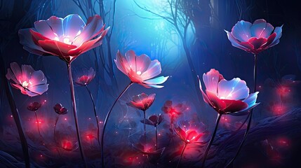 Wall Mural - Flowers made of glowing petals