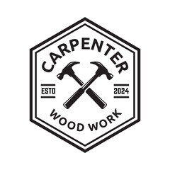 Sticker - Carpentry, woodworking retro vintage vector logo design.