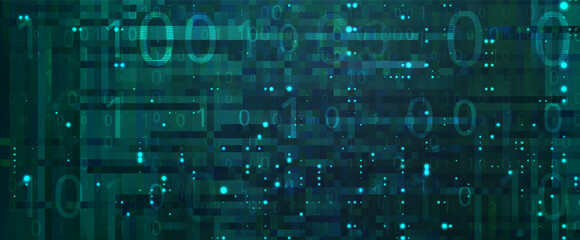Abstract futuristic cyberspace with binary code. Matrix background