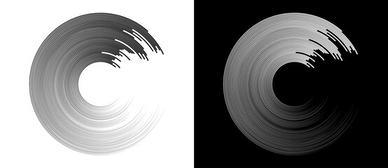 Poster - abstract speed lines like letter c. logo, icon or design element. black lines on a white background 