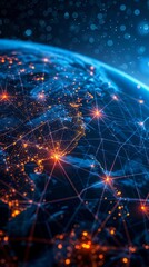Wall Mural - a digital image of a network or web, possibly internet connectivity and neural pathways. it shows ma