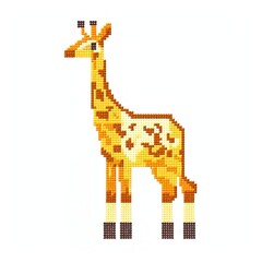 Poster - Cross stitch giraffe mammal white background creativity.