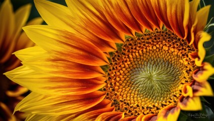 Wall Mural - A close up of a sunflower with its petals open, AI