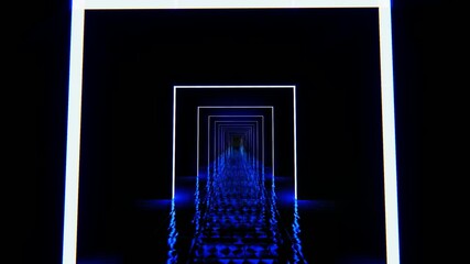 Wall Mural - neon light corridor 3d render