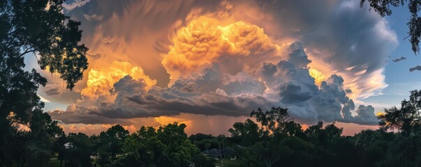 Wall Mural - Dramatic thunderstorm clouds in Central Florida.