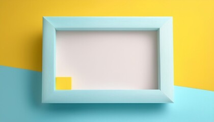 Wall Mural - an abstract background with empty picture frame in pastel yellow blue color