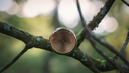 Poster - a close up of a tree branch with a circular object in the middle