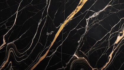 Sticker - sleek black marble backdrop with striking golden veins and abstract fractal design