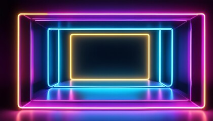 Sticker - neon frames lit up in a darkened space perfect for creative and artistic uses