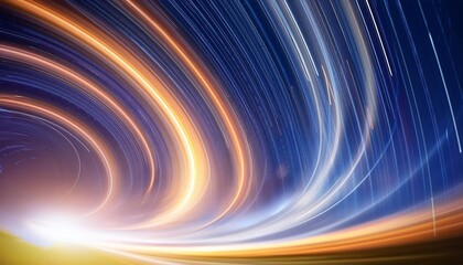 Poster - abstract blur of light trals star orbit on sky for background