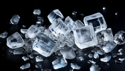 Poster - a shards of crushed ice on a black background