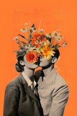 Poster - Surreal floral head romantic illustration