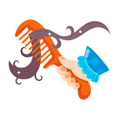 Wall Mural - A flat style sticker of combing hair

