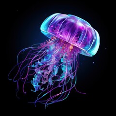 Sticker - Neon jellyfish animal invertebrate zooplankton.