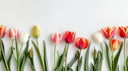 Poster - Spring Tulips on White for Easter and Women's Day