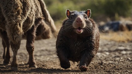 Wall Mural - Cheerful Mole Emerging from Its Burro