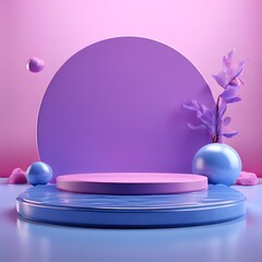 Poster -  background-water-podium-product-3d-cosmetic-abstract-platform-blue-beauty-render-background-podium