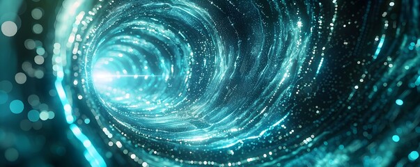 Wall Mural - mesmerizing cyber tunnel with glowing dynamism and ethereal lines